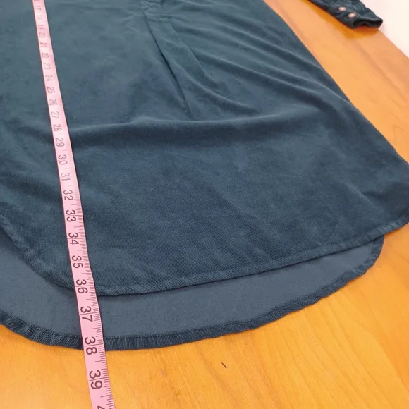 Wrap London Corduroy Shirt Dress Size 2 Women Cotton Long Sleeve Color Deep Teal - Picture 16 of 16